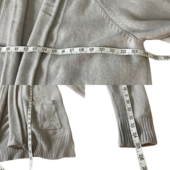 Derek Rose Nina Women's 100% Cashmere Cardigan Sweater Cream Open Pockets Size L - Picture 6 of 7